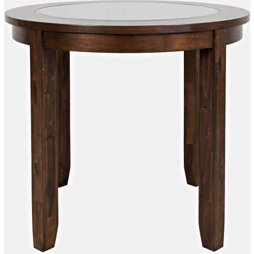 Urban Icon 42" Round Counter Dining Table in Merlot w/ Glass Inlay